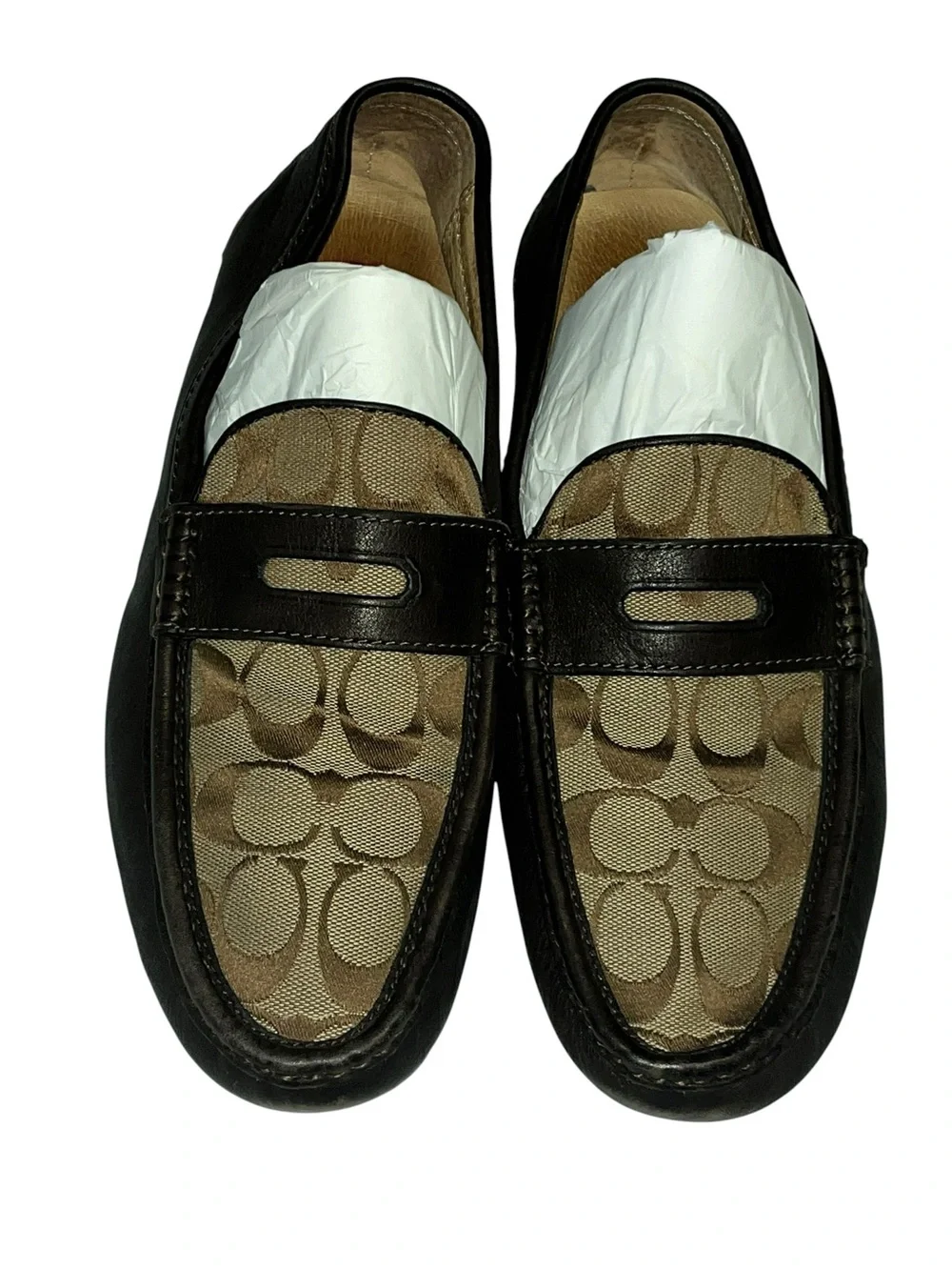 Coach Men’s Brown Signature Jacquard Penny Loafers